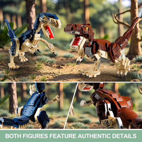 QUENTINAG Sets 910PCS, 6+ Dinosaur Toy Building Build Mighty T.rex & Velociraptor, Dinos World Building Kit for Boys