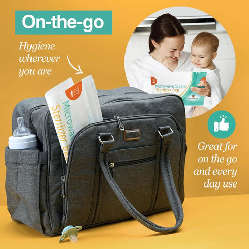 10 Pack Microwave Sterilizer for Baby Bottles Pacifier Sanitizer and Breast Pump Sterilizer Bags Portable Travel