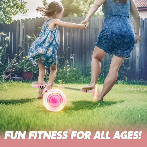 JOYIN Pink Ankle Skip Ball with Flashing Lights, Indoor & Outdoor Swing Toy for Kids, Birthday Gift for Ages 3+