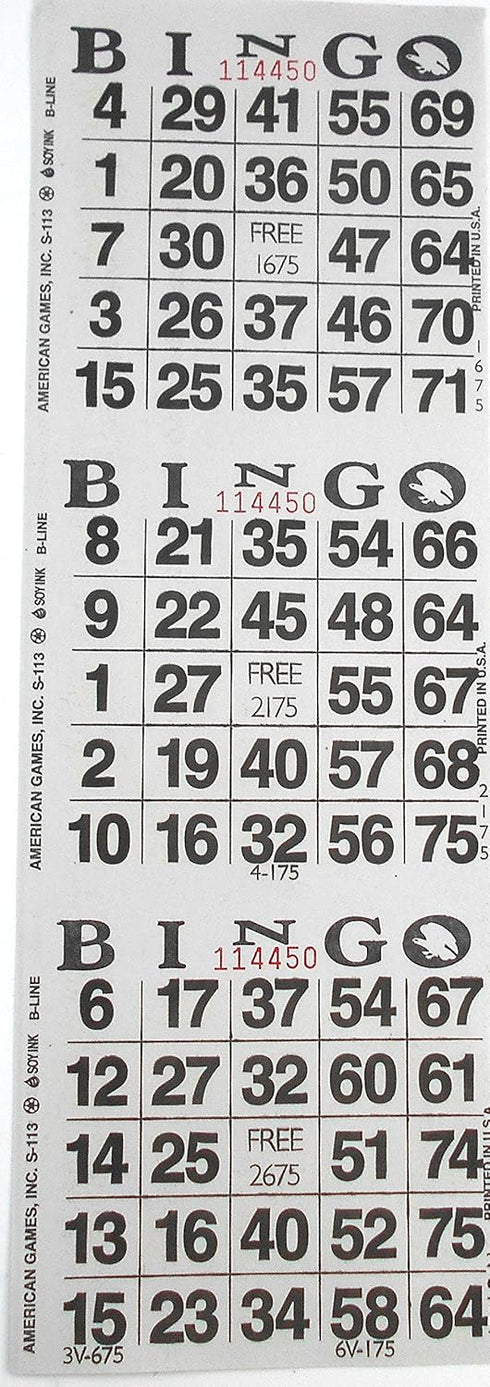 3 on White Bingo Paper Cards - 1000 Sheets - 3000 Cards