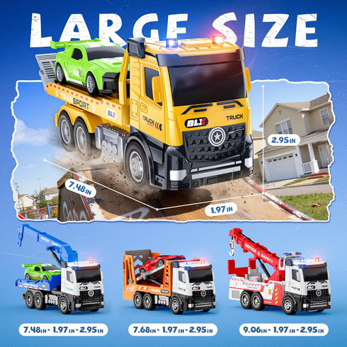 2 3 4 2-4 4 Pack 2 3 4 2 3 4 Vanvimen Tow Truck Toys for Year Old Boy, Trucks for Toddlers Years, Dump Crane Tow Truck
