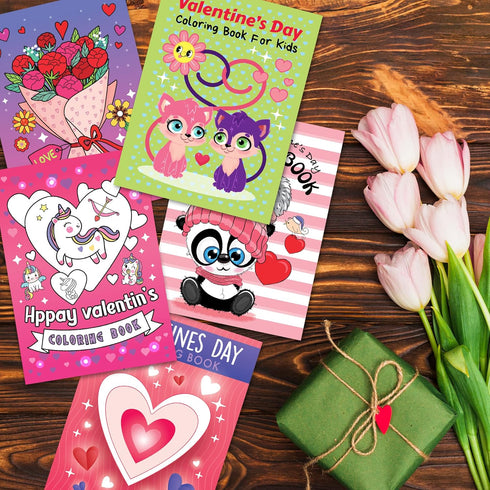20 Packs 5" 7" 5 Set ArtCreativity / X Valentines Day Mini Coloring Books for Boys and Girls Children, Designs