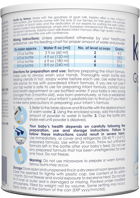 Kabrita Goat Milk Infant Formula - 28Oz Easy to Digest Baby Formula 0-12 Months with Prebiotics, Iron, DHA, Non-GMO