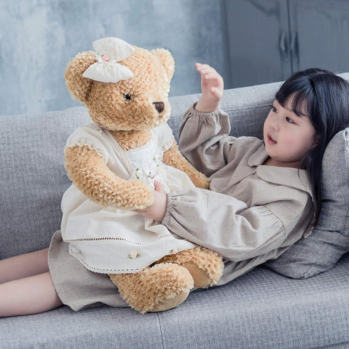Oitscute Big Baby Teddy Bear with Cloth - Cute Stuffed Animal Soft Plush Toy 25" (White & Brown)
