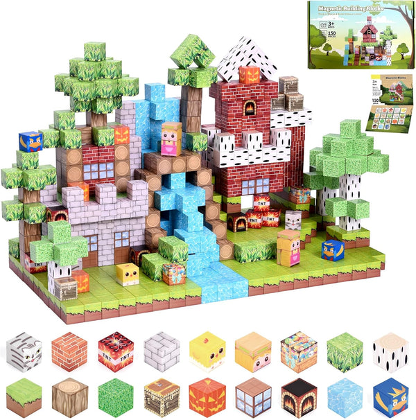 TNQDA 150PCS Magnetic Blocks, Magnetic Building Blocks, Magnetic Blocks Toys for Kids, Blocks