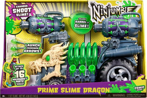 6 Ninjombie Prime Slime Dragon Vehicle, Boys Action Ninja Zombie Slime Action Figure Vehicle, Ages +