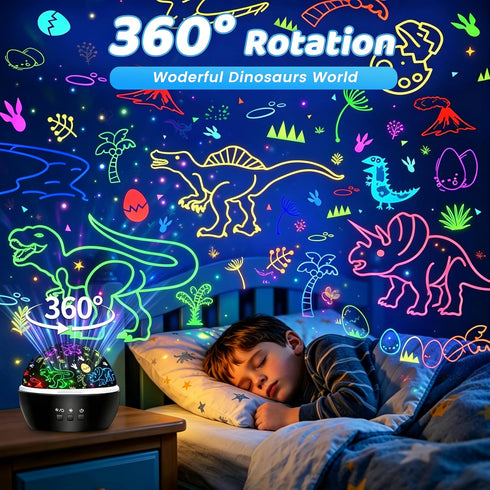 Kids,2 1 Theme,2 MINGKIDS Night Light for in Rotating Projector Lamp with Dino&Vehicles Ways to Charge,Baby Night Light
