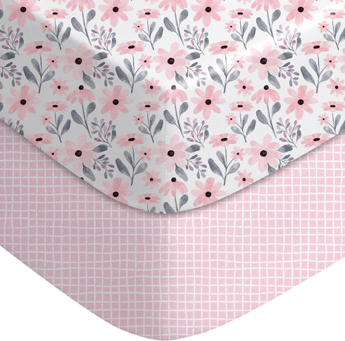 Yoofoss Crib Sheets Girl 2 Pack, 52x28 Fitted Baby Crib Sheet Fits
