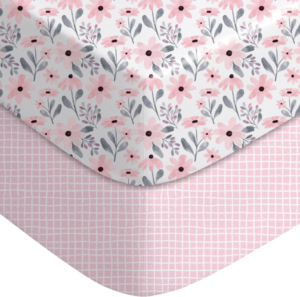 Yoofoss Crib Sheets Girl 2 Pack, 52x28 Fitted Baby Crib Sheet Fits