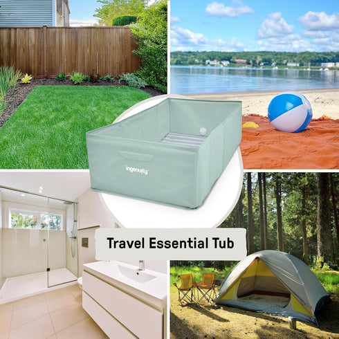 12M-5Y, Ingenuity Tuckaway Toddler Folding Tub, Converts Shower to Tub, Folds to Store, Easy to Clean, No Assembly