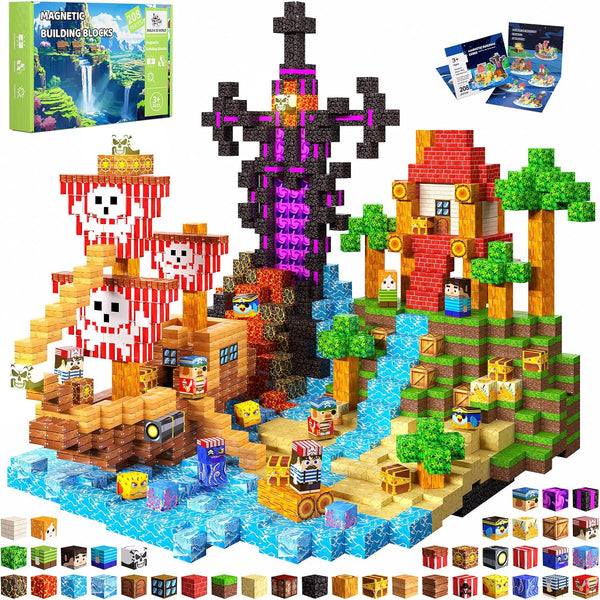 Magnetic Blocks, 208PCS Magnetic Building Blocks, Magnetic Cubes for Kids 4-8, Sensory