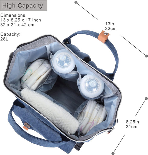 Backpack NeoTech Care Diaper Bag for Baby Girl/Boy, Wide Opening, Multifunction Organizing Pockets (Blue)
