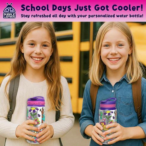 PURPLE LADYBUG Decorate Your Own Water Bottle Kit, Gifts for Girls Ages 4-8, Fun Craft Set