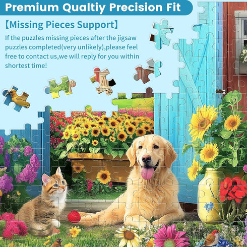 VOLUVOLU 500 500 20.515 Piece Animal Farm Puzzle for Adults, Spring Flowers Jigsaw Puzzle, Piece Dog and Cat Puzzle as