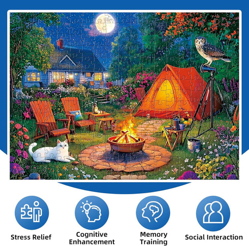 300 Puzzle,300 8-10,Gifts 20.5 15 Pieces Puzzles for Adults,Moonlight Backyard Camping Pieces Puzzle for Adults Large