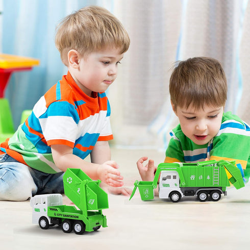 Toy Vehicles Set 3 Pack, Sanitation Truck Model with 8 Signposts, Friction Power for Boys Age 3+