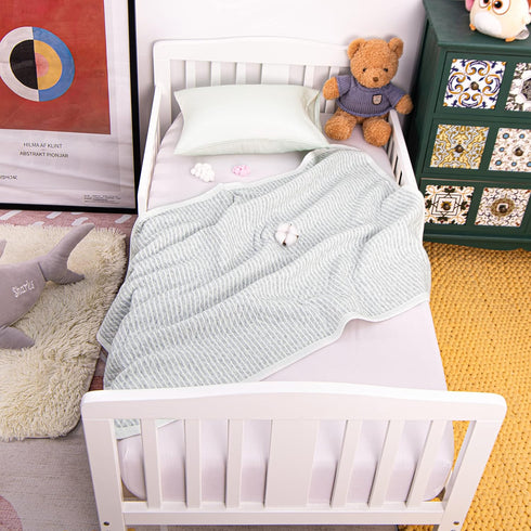 NTBAY Jersey Cotton Quilted Toddler Blanket, Breathable and Warm, 30x40 Inches, Grey Wave