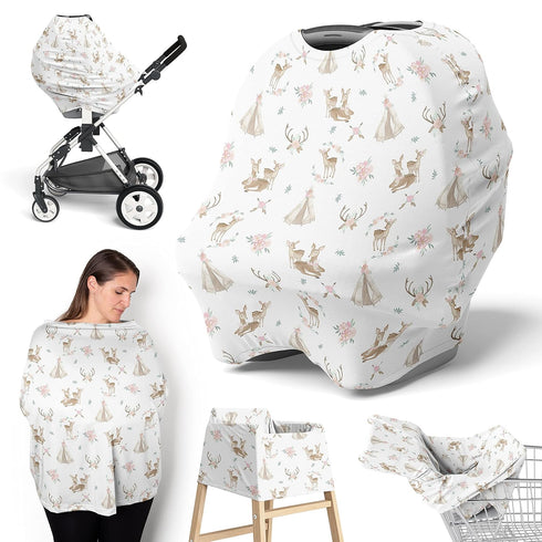 Sweet Jojo Designs Woodland Deer Floral Girl Infant Baby Car Seat Cover