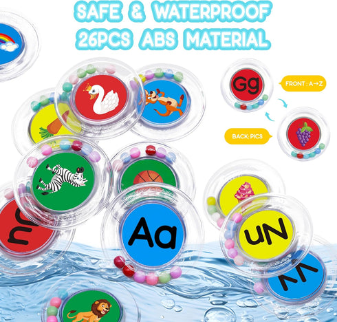 Baby Bath Toys 26pcs Alphabet Letters, Mold Free Floating Bathtub Toys Set with Mesh Bag for Kids Toddlers Ages 2-5 -