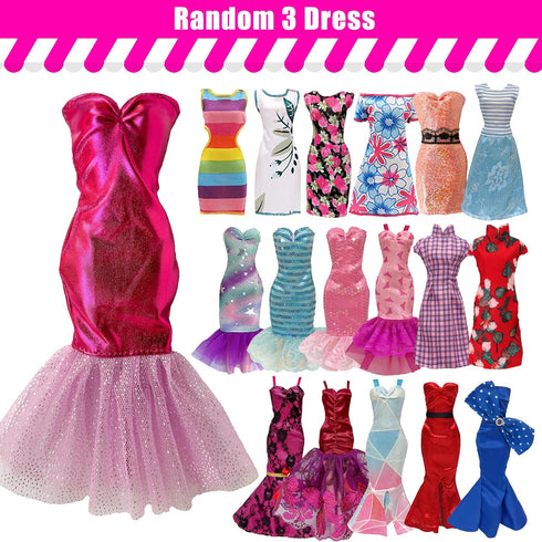 MEZHIFA 35 11.5 Inch 2 3 3 4 4 2 5 10 Pieces Doll Clothes and Accessories for Girl Dolls, Random Wedding Dresses
