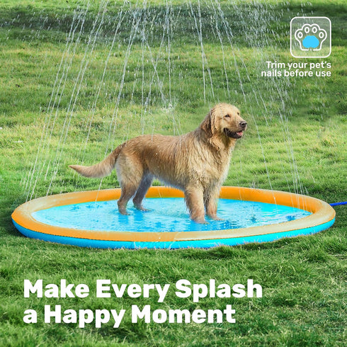 60" (60in, SLOOSH Non-Slip Splash Pad Sprinkler - Outdoor Water Play Toys Backyard Fountain Mat for Toddlers Kids Dogs