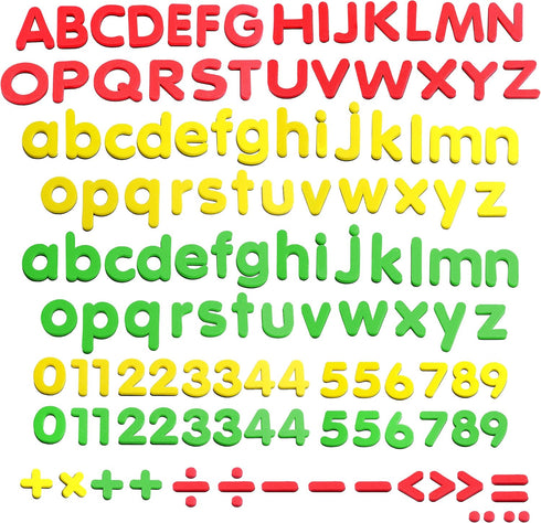 SpriteGru 123 PCs Magnetic Form Letters and Numbers - Uppercase, Lowercase, and Symbols for Alphabet Vocabulary Math