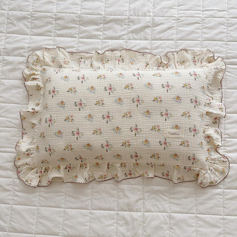 Pillowcase,1 Piece,14"x20" BuLuTu Cotton Muslin Kids Toddler Pillowcase with Cute Azalea Flowers Pattern Super Soft