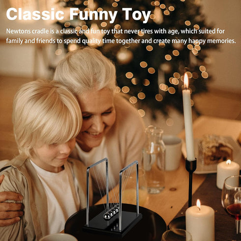 Newton's Cradle Balance Pendulum 5 Balls, Wooden Base Kinetic Toys for Kids and Adults, Office Desk Décor