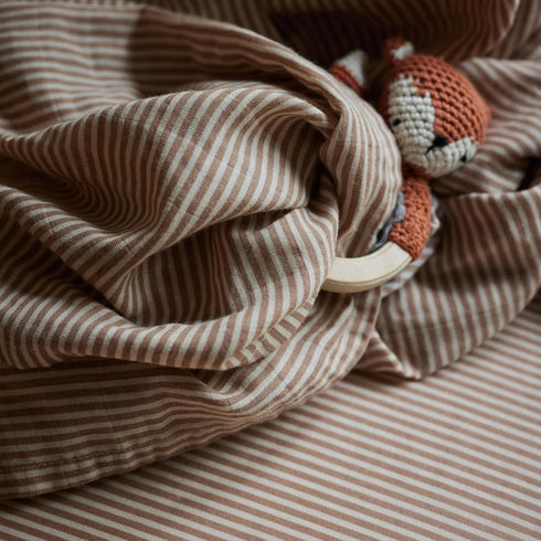 Denmark - Muslin Swaddle Blankets – 100% Organic Cotton Super Soft Baby Swaddle – Ideal Receiving Blanket for Baby Boy and Girl – 47’’ x 47’’ (Natural Stripe) by Huxie