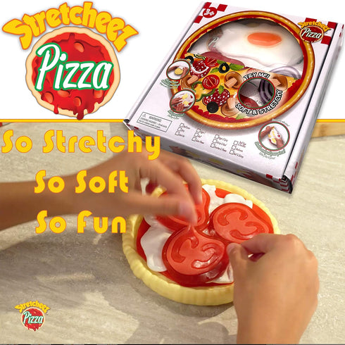 Sets Stretcheez Pizza - Play Food for Kids - Stretchy Pretend Food & Toppings - Mix & Match - Collect Them All - Works