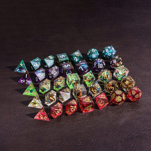 7PCS DND Dice Set - Handmade Sharp Edge Mystery Blind Box D&D RPG Polyhedral Resin Dice for Dungeons and Dragons TTRPG