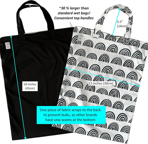 MOM & BAB Wet Bags for Baby Cloth Diapers, Wet Dry Bag for Breast Pump Parts, Bag for Wet Swimsuits and Towels (Rainbow