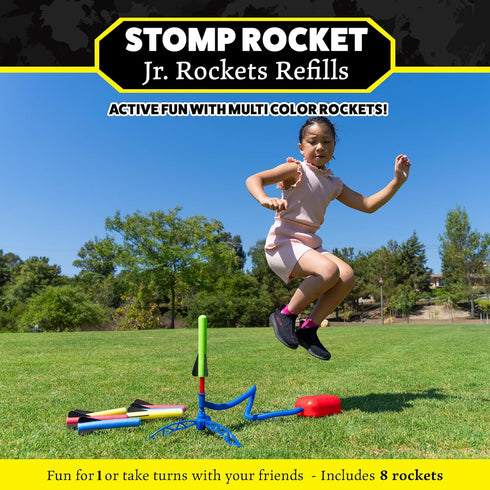 8 3 Stomp Rocket Jr Rocket Refills, Multi-Color Rockets - Replacement Rockets for Soft Foam Rocket Launcher for Kids