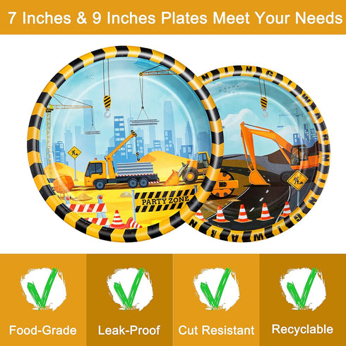 96 Set 24 Pcs Construction Birthday Party Plates Napkins Forks Supplies Tableware Disposable Table Dump Truck Theme