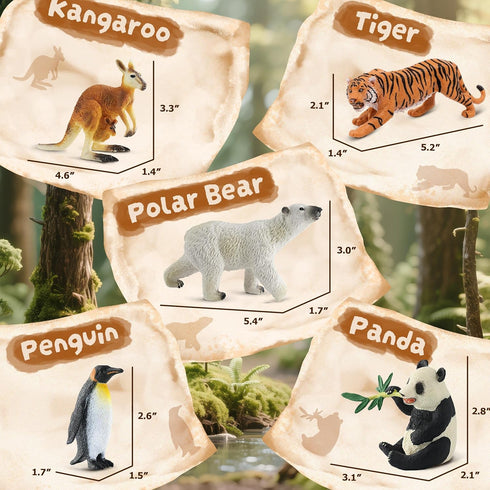9 3-5 Zippytots PCS Zoo Animal Toys for Kids Realistic Plastic Wild Animal Figurine Toys Educational Learning Toy