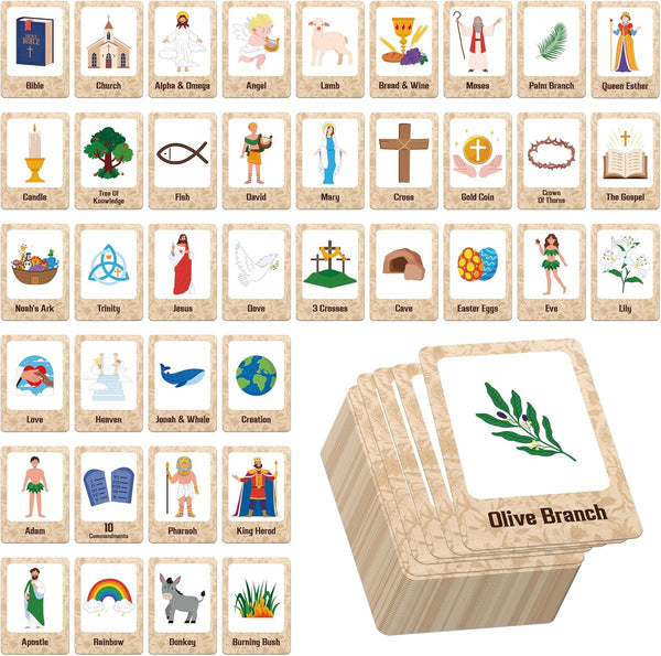Hebayy Bible-Themed Matching Game, 80 PCS Bible Concentration Memory Cards for Christian