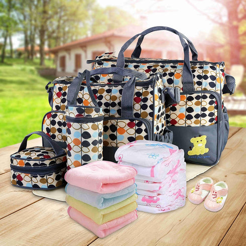Wilytyres 5PCS Set, Mummy Diaper Bags Tote Waterproof Diaper Bags, Maternity Bag with Nappy Changing Pad Insulated