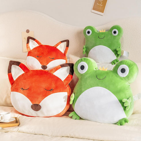 2PC (15+10Inches) Lazada Frogs Kids Pillow Toys Plush Pillows Soft Gifts for Toddler Green