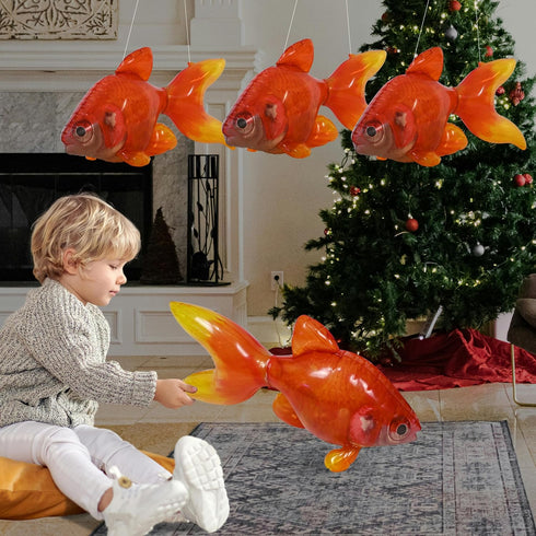 Jet Creations Inflatable Aquatic Animal Pack: 4pc Shark, Dolphin, Goldfish, Starfish, Crab, Penguin - 20+ inch Long