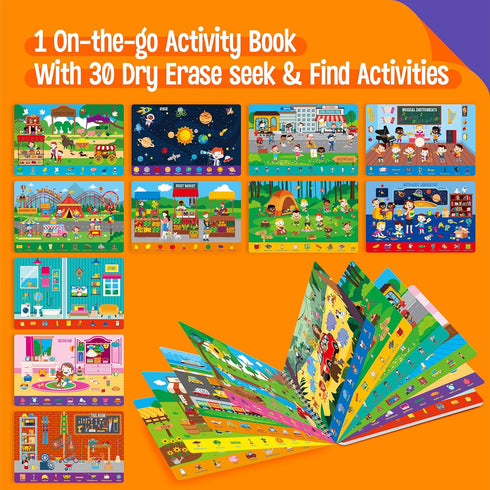 30 3, 4, 5, 6 SpriteGru Search & Find Book, Dry Erase Activities Game Pad, Reusable & Erasable Montessori Learning Toy