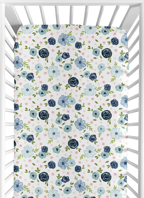 Sweet Jojo Designs Fitted Baby Jersey Crib Sheets (Pink/Blue Boho Floral) for