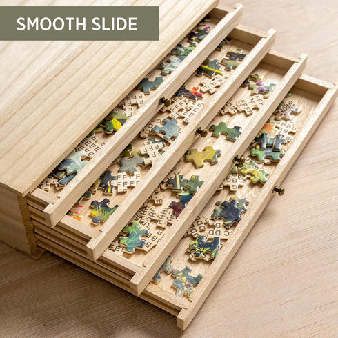 8 1500 Becko US Wooden Puzzle Sorting Trays with Sliding Drawer Design, Jigsaw Puzzle Sorters for Storage, Puzzles