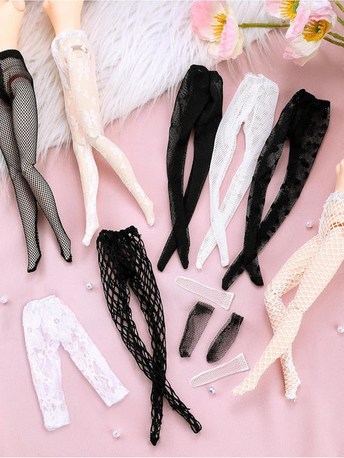 Sotiff 10 Pairs Doll Lace Stockings, Handmade Long Socks for DIY Baby Doll Clothes