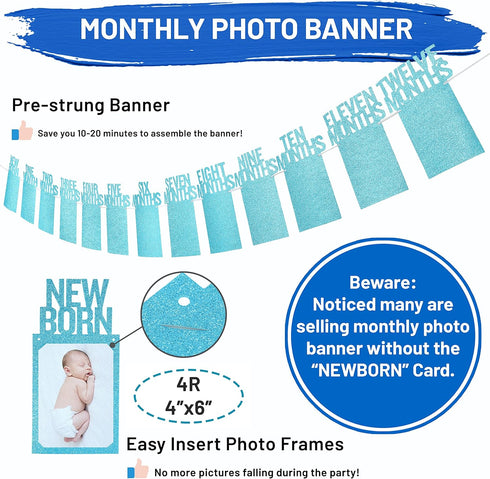 1st Package PartyHooman Boy Birthday Decors: With Photo Banner, Backdrop, Crown, High Chair Banner & Supplies