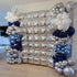 Blue Silver Balloon Arch Kit, Navy Blue Silver White Balloon Garland with Metallic Light blue silver Balloons Star Foil