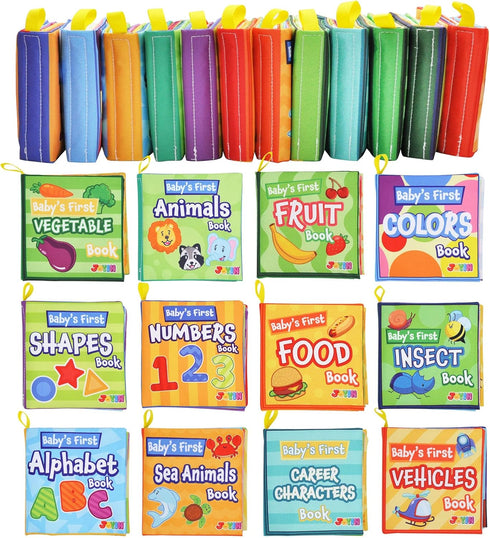 JOYIN 12 Pcs Nontoxic Bath Books - Soft Crinkly Waterproof Cloth Books for Infant, Newborn, Toddlers, Birthday Gifts