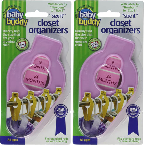 Baby Buddy Closet Organizers, Set of 10, Pink, Newborn to Size 8 Baby Clothes Divider