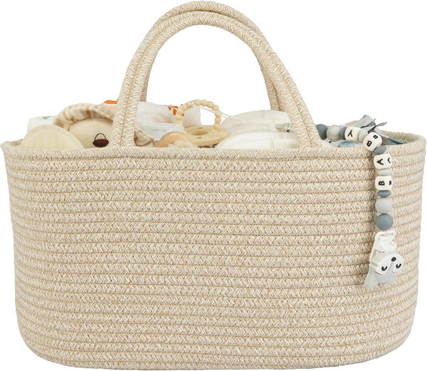 Large Baby Diaper Caddy Organizer for Girl Boy, Portable Storage Bin Basket for Changing Table Car Travel Baby Shower