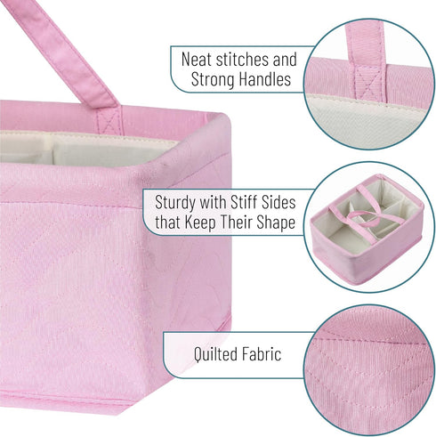 Mr. Pen Portable Baby Diaper Caddy Organizer - Pink Quilted Fabric for Nursery Essentials