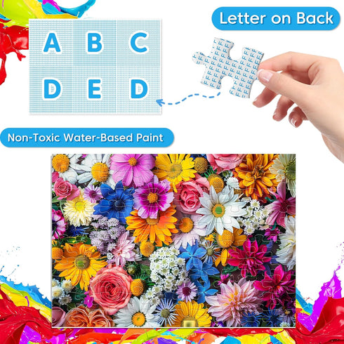 Jeacirio 100 4-8 4-6 6-8 8-10 4-Pack 15"x11" Piece Puzzles for Kids Ages - Dogs Flowers Donuts Cats Puzzles - Large
